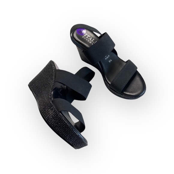 new Italian Shoemakers 𒀭Success Espadrille Wedge Platform Sandals 𒀭 Black 8.5M - Picture 12 of 16